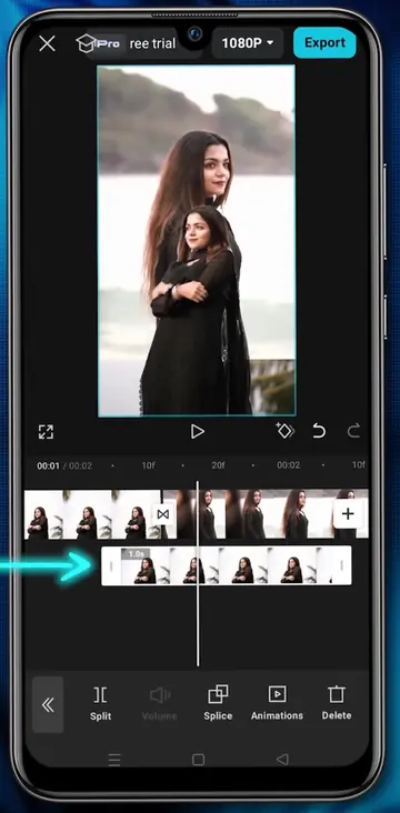 CapCut timeline par transition edit